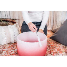 Meinl Sonic Energy 14" Colour-Frosted Crystal Singing Bowl - C4/Root Chakra/440 Hz - Red - Image 3