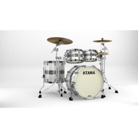 Tama 22" Starclassic Maple 4-Piece Shell Pack - Silver Snow Racing Stripe with Black Nickel Hardware