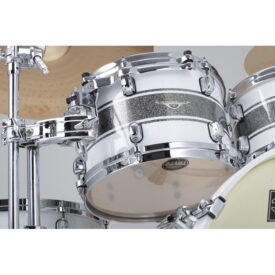 Tama 22" Starclassic Maple 4-Piece Shell Pack - Silver Snow Racing Stripe with Chrome Hardware - Image 3