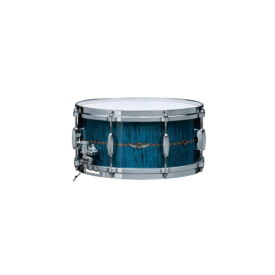 Tama 14" x 6.5" STAR Maple Snare Drum - Ocean Blue Curly Maple (Wood Inlay Outside)